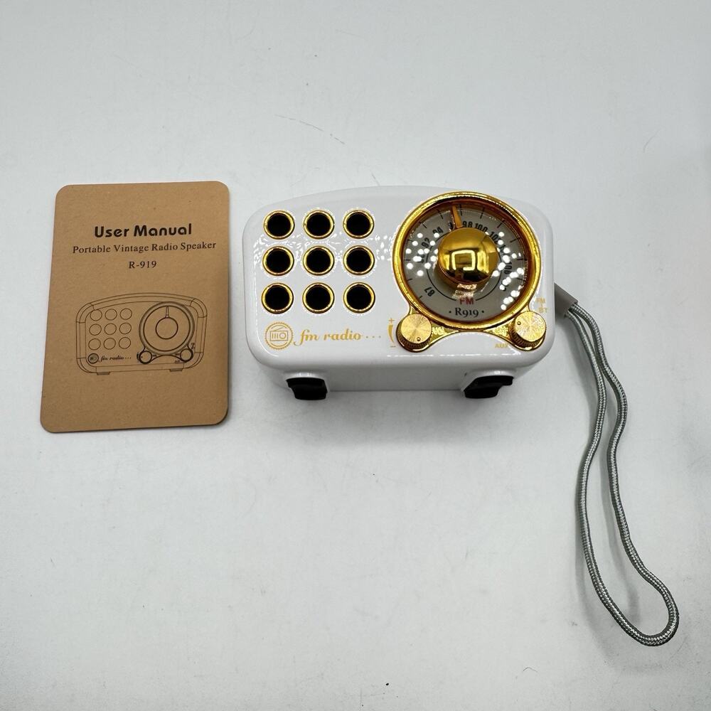 Retro Radio White Handheld Bluetooth With Charging Cord